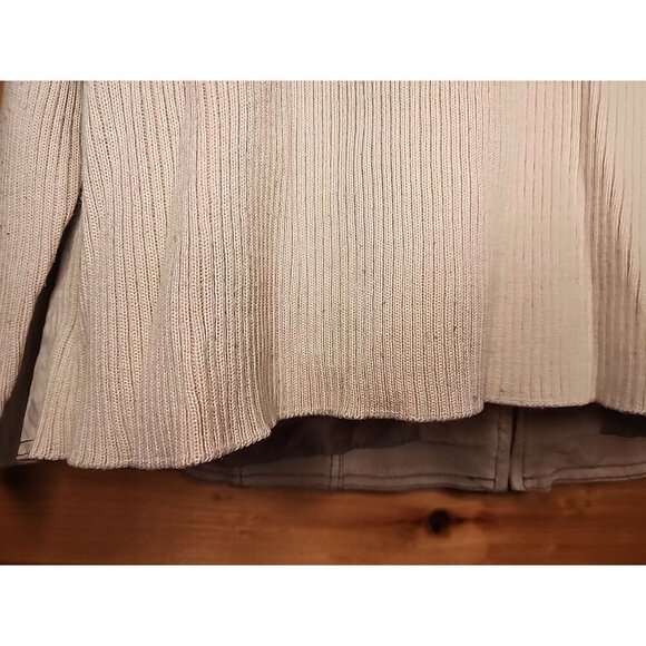 Coldwater Creek Women Size 20 Tan Cable Knit Wool Suede Leather Zip Jacket - Picture 9 of 10